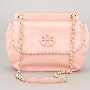 Tory Burch Marion Pink Leather Saddlebag Purse